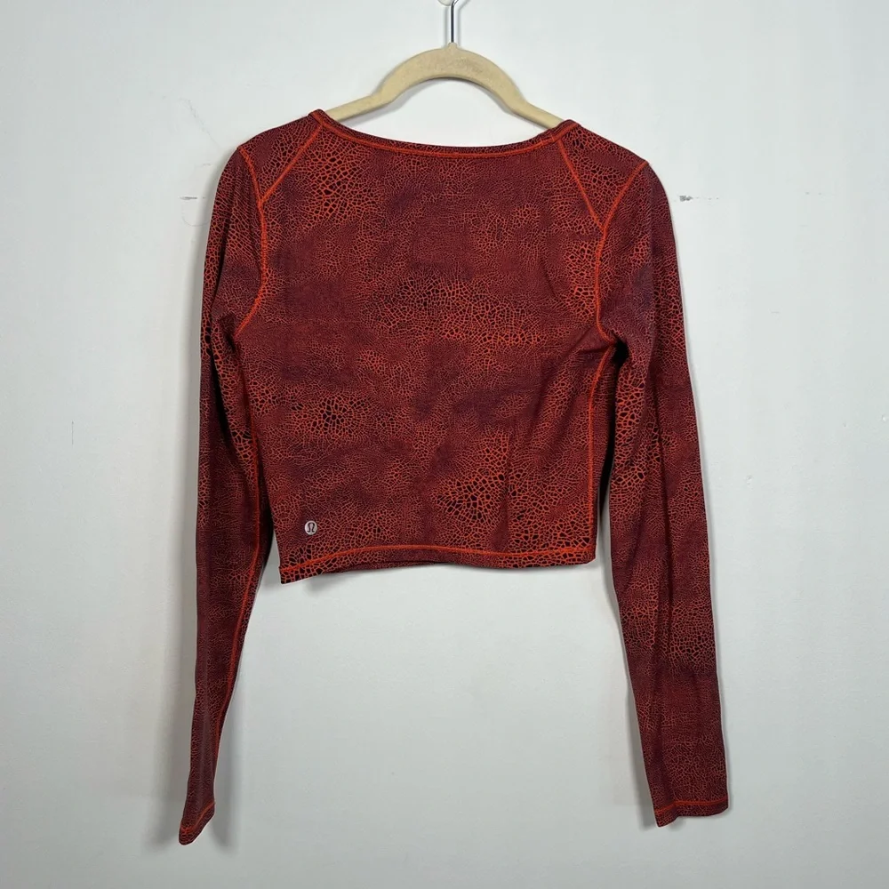 Lululemon Wunder Train Cropped Long Sleeve Shirt - Crackle Glaze Vintage Red